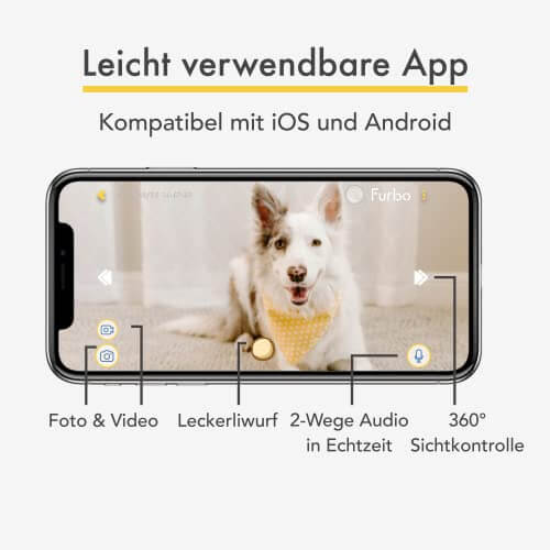 Furbo 360° Hundekamera Leckerliwurf, Bell-Alarm