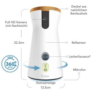 Furbo 360° Hundekamera Leckerliwurf, Bell-Alarm