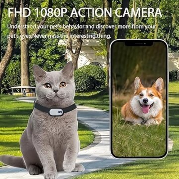 Bewinner Katzen Kamera Halsband, 170° Weitwinkel Haustier Sportkamera mit 0,96 Zoll LCD-Bildschirm, HD 1080P Multifunktionaler Haustier Katzen Tracker für Videoaufzeichnungen, weiß - 5