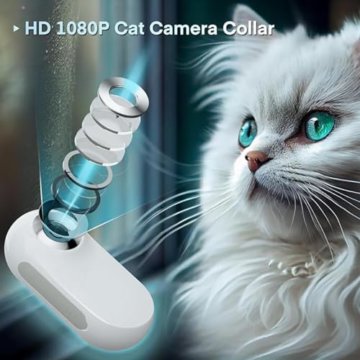 Bewinner Katzen Kamera Halsband, 170° Weitwinkel Haustier Sportkamera mit 0,96 Zoll LCD-Bildschirm, HD 1080P Multifunktionaler Haustier Katzen Tracker für Videoaufzeichnungen, weiß - 6