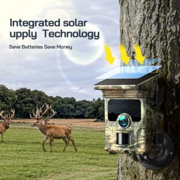 WOLFANG Solar Wildkamera mit Handyübertragung, 4K 30fps 46MP,120 ° Weitwinkel WLAN Bluetooth Wildtierkamera, Bewegungsmelder Nachtsicht, IP66, 0.1s Auslösezeit für Wildlife Monitoring mit SD Karte - 2