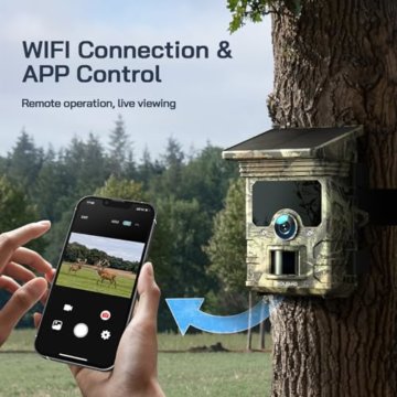 WOLFANG Solar Wildkamera mit Handyübertragung, 4K 30fps 46MP,120 ° Weitwinkel WLAN Bluetooth Wildtierkamera, Bewegungsmelder Nachtsicht, IP66, 0.1s Auslösezeit für Wildlife Monitoring mit SD Karte - 6