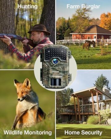 WOLFANG Wildkamera, 36MP 2K Jagdkamera mit 940nm kein Glühen Nachtsicht mit 2.4'TFT Display, Beleuchtete Tasten, IP66 Wasserdicht für die Jagd Wildlife Scouting Garten Haus Sicherheit - 5